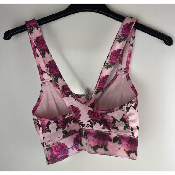 Shefit Ultimate Sports Bra High Impact Pink Floral Front Zip Size 1Luxe 40-42 - Picture 9 of 14